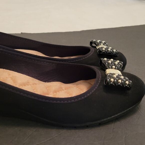 BLACK MOLECA LOW WEDGE STYLE FLAT SHOES - Picture 8 of 16